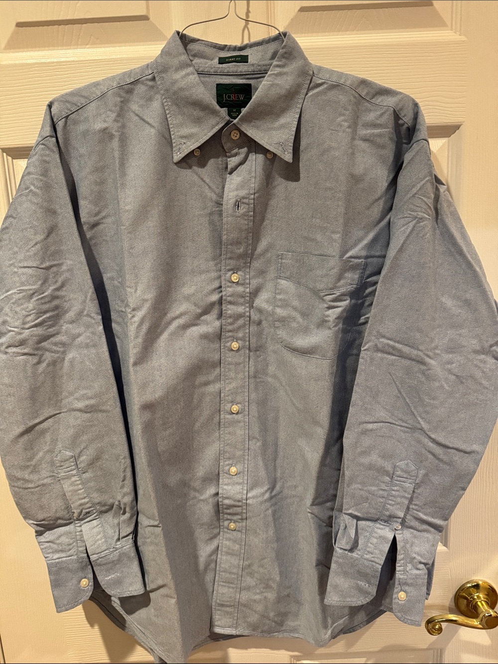 J. Crew Men's Long-Sleeve "Giant Fit" Blue Button-Down Oxford Shirt